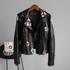 Veste Cuir Souple Moto Vintage Fleurs - Elostyl™