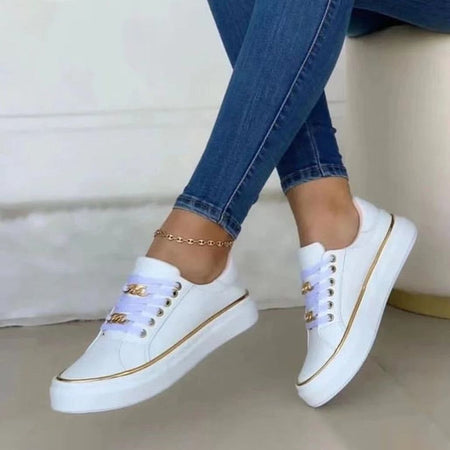 Sneakers En Cuir Ultra Confortable Pour Femme - Elostyl™